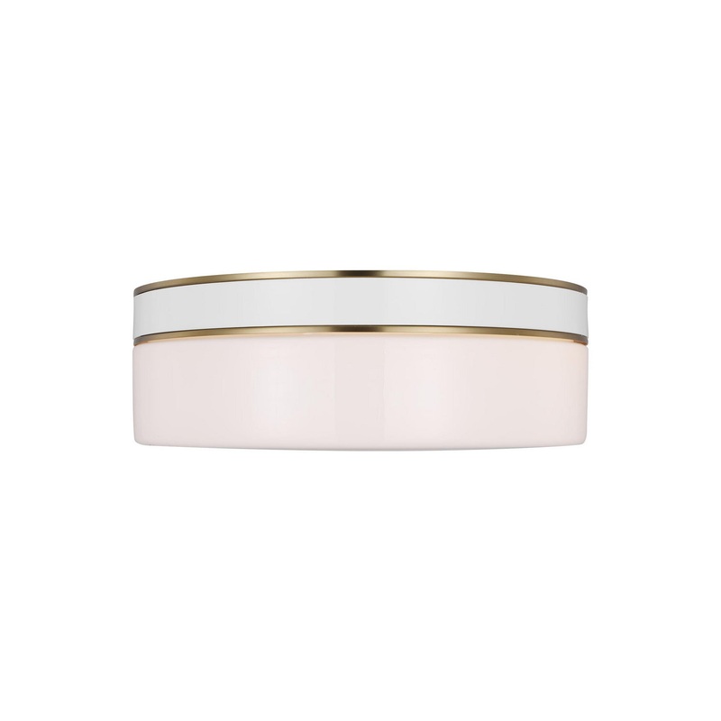 Visual Comfort Studio KSF1072BBSGW Monroe Two Light Flush Mount, Burnished Brass