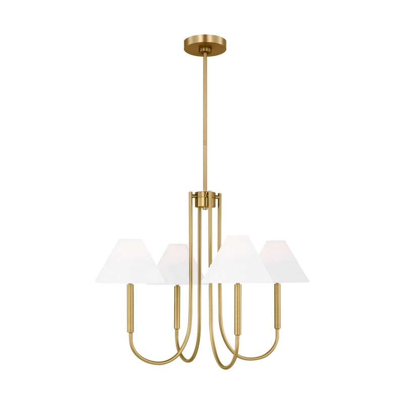 Visual Comfort Studio DJC1024SB Porteau Five Light Chandelier, Satin Brass