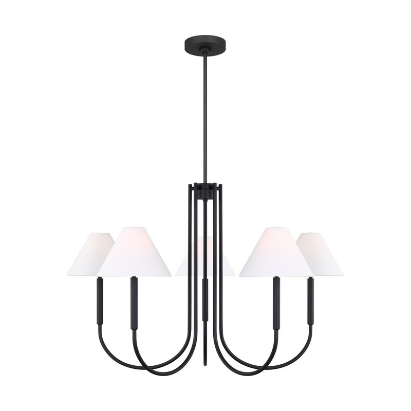 Visual Comfort Studio DJC1035MBK Porteau Six Light Chandelier, Midnight Black