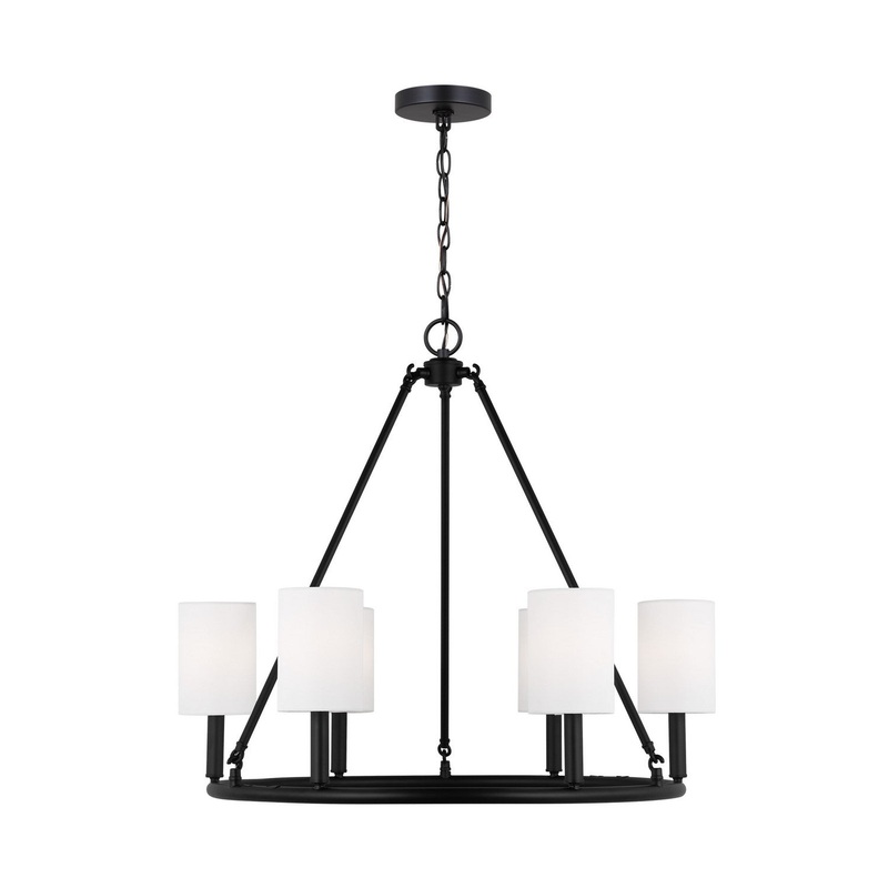 Visual Comfort Studio DJC1086MBK Egmont Six Light Chandelier, Midnight Black