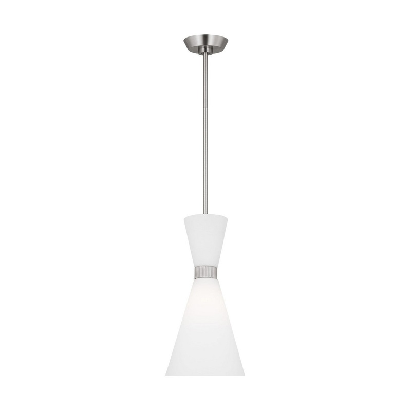Visual Comfort Studio DJP1101BS Belcarra One Light Pendant, Brushed Steel