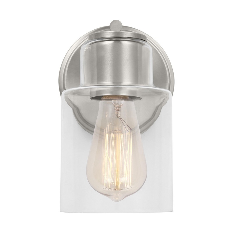 Visual Comfort Studio DJV1001BS Sayward One Light Wall Sconce, Brushed Steel