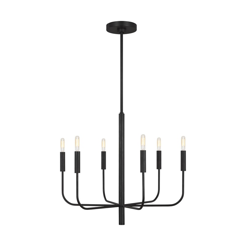 Visual Comfort Studio EC1006AI Brianna Six Light Chandelier, Aged Iron
