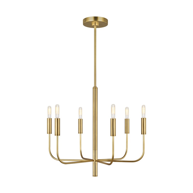 Visual Comfort Studio EC1006BBS Brianna Six Light Chandelier, Burnished Brass