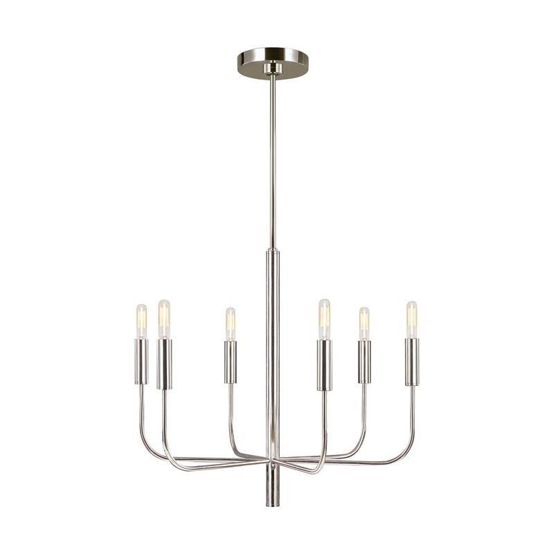 Visual Comfort Studio EC1006PN Brianna Six Light Chandelier, Polished Nickel