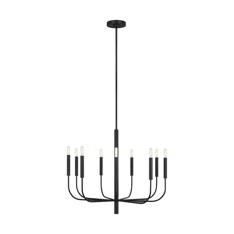 Visual Comfort Studio EC1009AI Brianna Nine Light Chandelier, Aged Iron