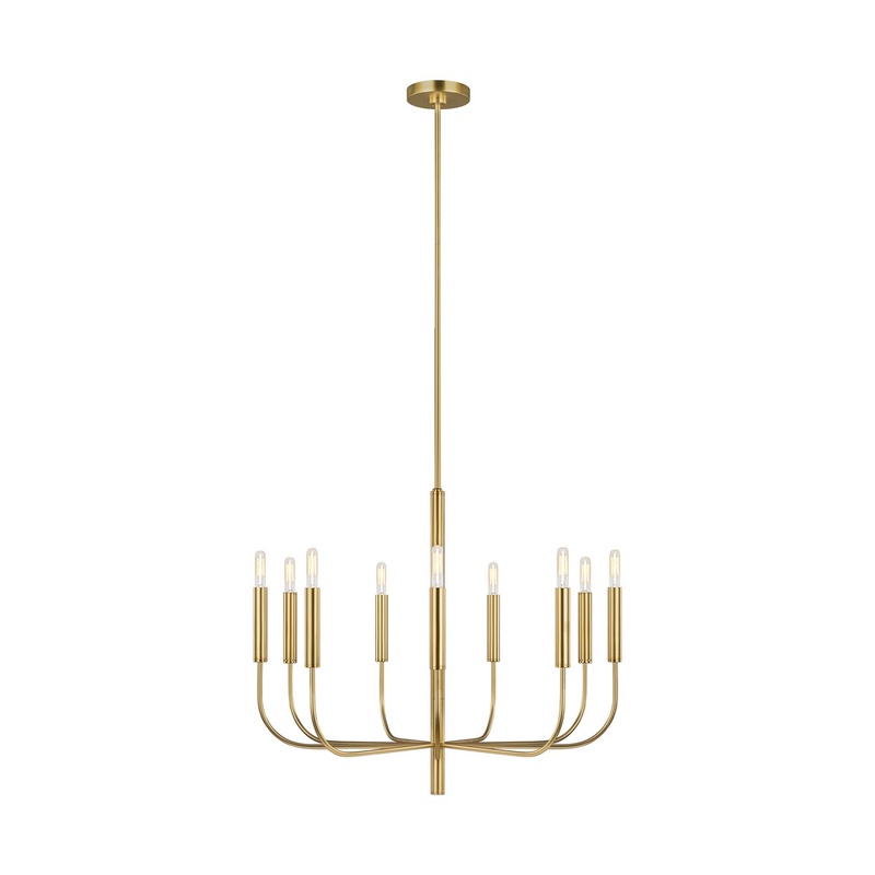 Visual Comfort Studio EC1009BBS Brianna Nine Light Chandelier, Burnished Brass