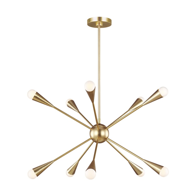 Visual Comfort Studio EC10310BBS Jax Ten Light Chandelier, Burnished Brass
