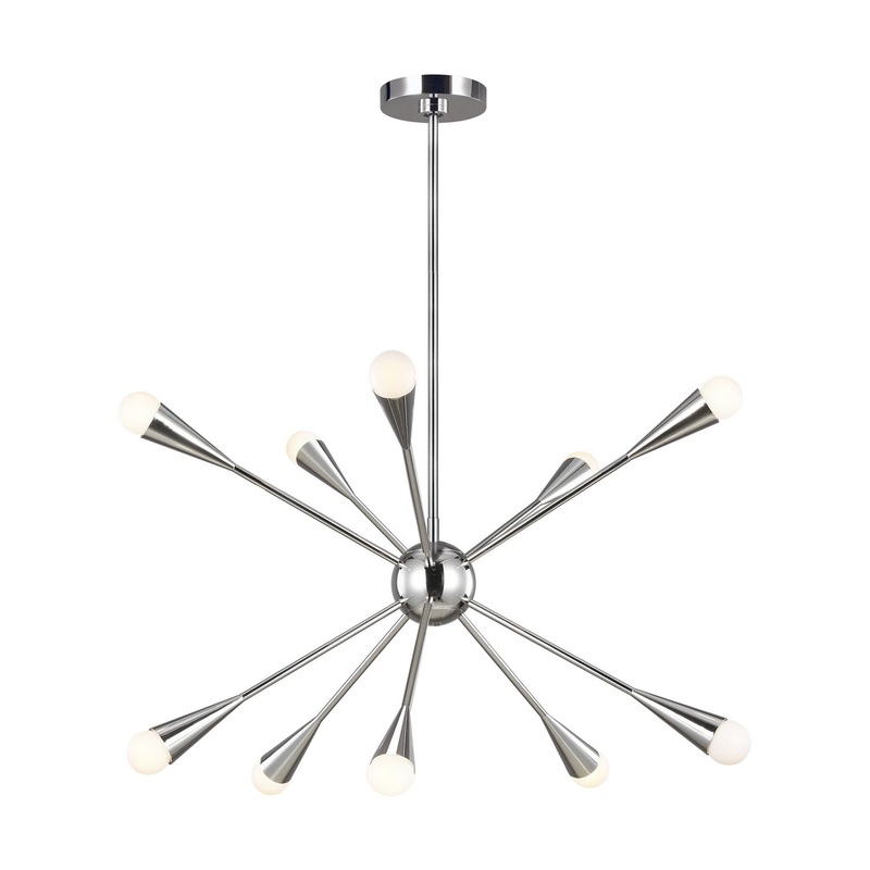 Visual Comfort Studio EC10310PN Jax Ten Light Chandelier, Polished Nickel