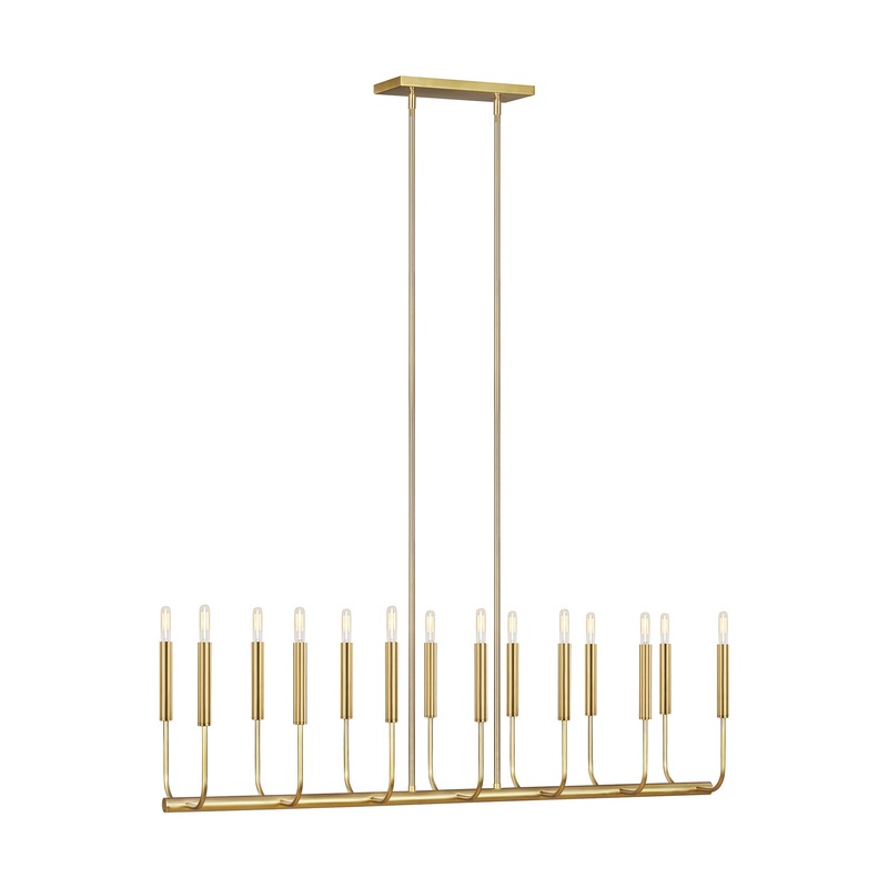 Visual Comfort Studio EC10614BBS Brianna 14 Light Linear Chandelier, Burnished Brass