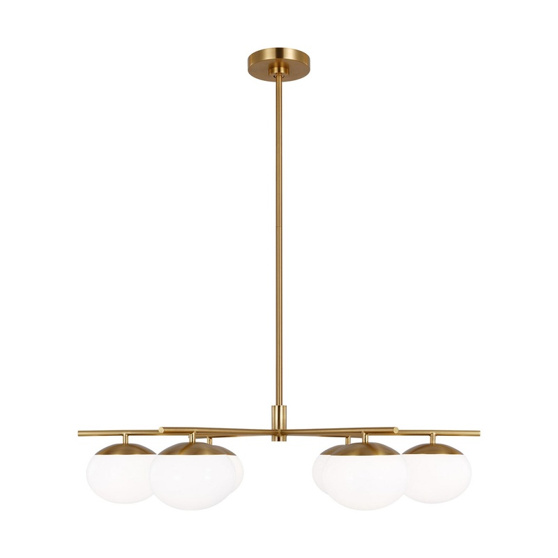 Visual Comfort Studio EC1246BBS Lune Six Light Chandelier, Burnished Brass