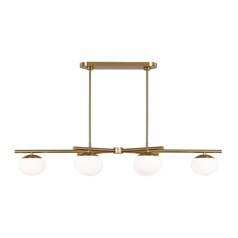 Visual Comfort Studio EC1276BBS Lune Six Light Linear Chandelier, Burnished Brass