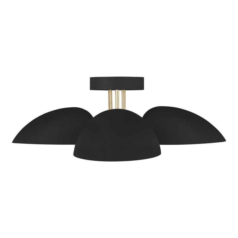 Visual Comfort Studio EF1023MBK Jane Three Light Flush Mount, Midnight Black