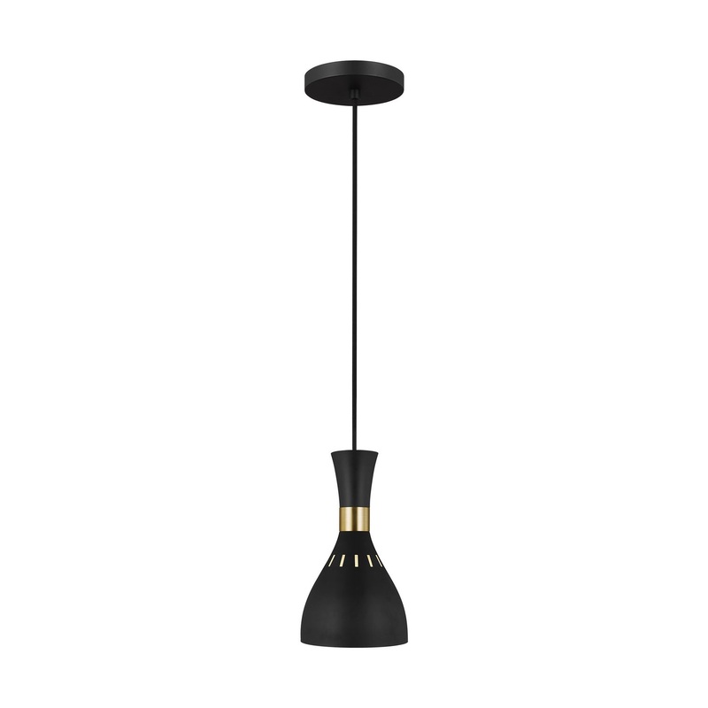 Visual Comfort Studio EP1141MBK Joan One Light Pendant, Midnight Black