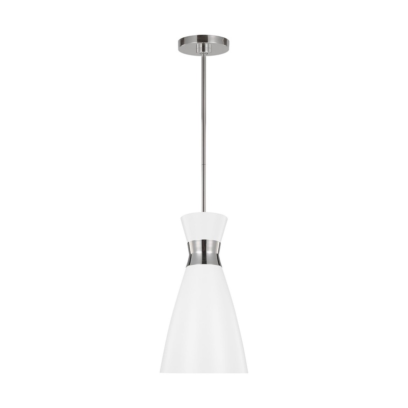 Visual Comfort Studio EP1221MWTPN Heath One Light Pendant, Polished Nickel (Discontinued)