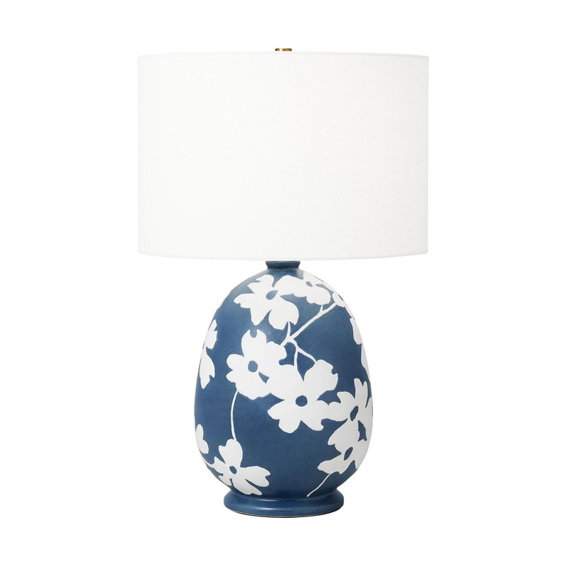 Visual Comfort Studio HT1001WLSMNB1 Lila One Light Table Lamp, Semi Matte Navy Blue