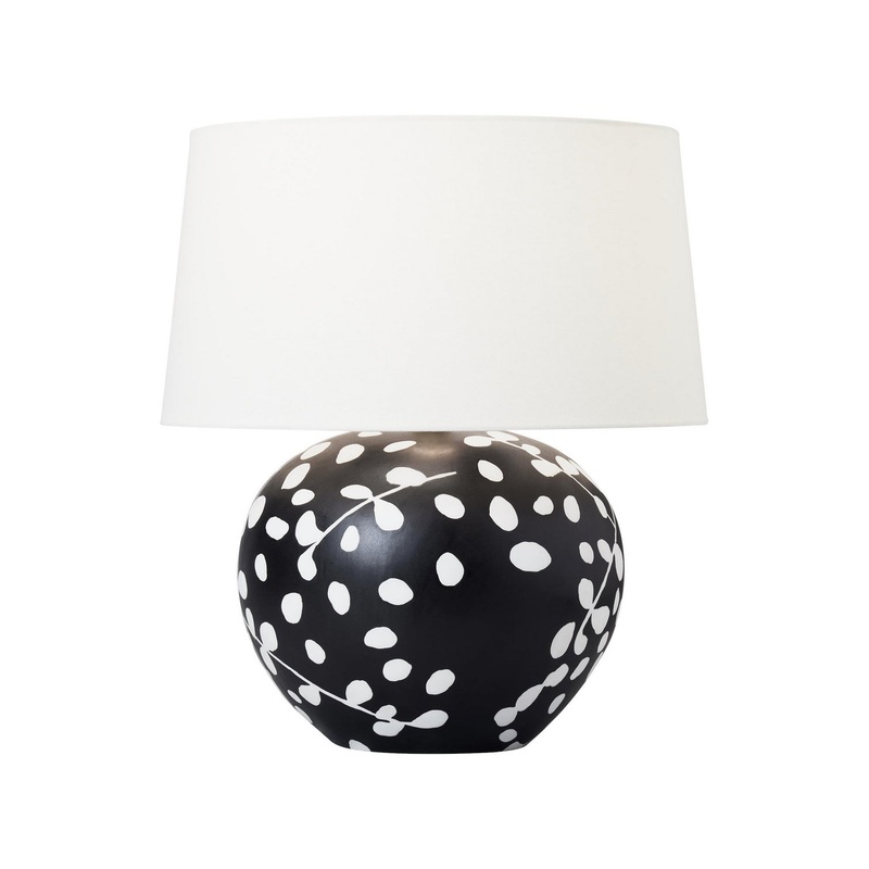 Visual Comfort Studio HT1011WLBL1 Nan One Light Table Lamp, White Leather W Black Leather (Discontinued)