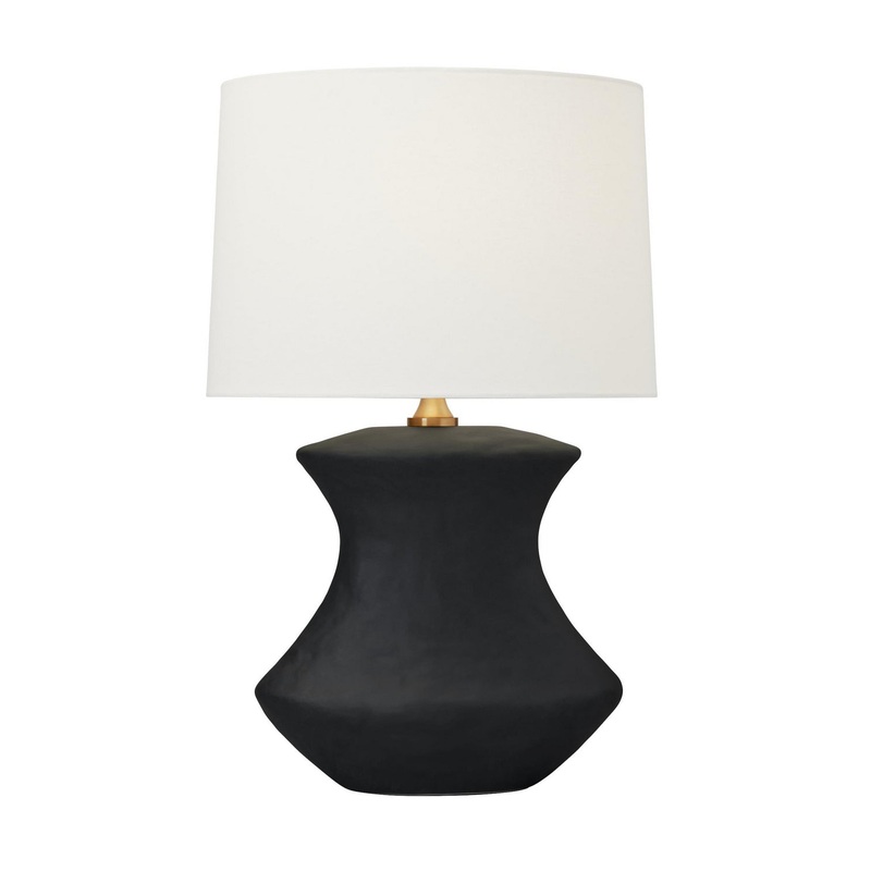 Visual Comfort Studio HT1021RBC1 Bone One Light Table Lamp, Rough Black Ceramic