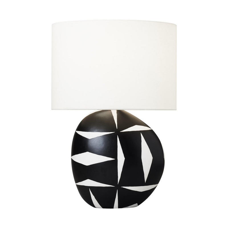 Visual Comfort Studio HT1041WLBL1 Franz One Light Table Lamp, White Leather W Black Leather (Discontinued)