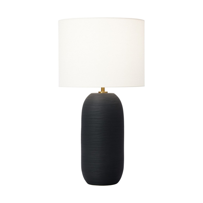 Visual Comfort Studio HT1061RBC1 Fanny One Light Table Lamp, Rough Black Ceramic