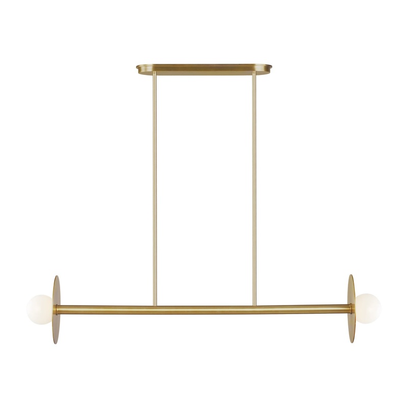 Visual Comfort Studio KC1012BBS Nodes Two Light Linear Chandelier, Burnished Brass