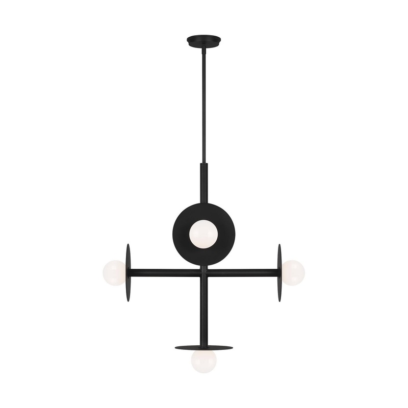 Visual Comfort Studio KC1035MBK Nodes Five Light Chandelier, Midnight Black