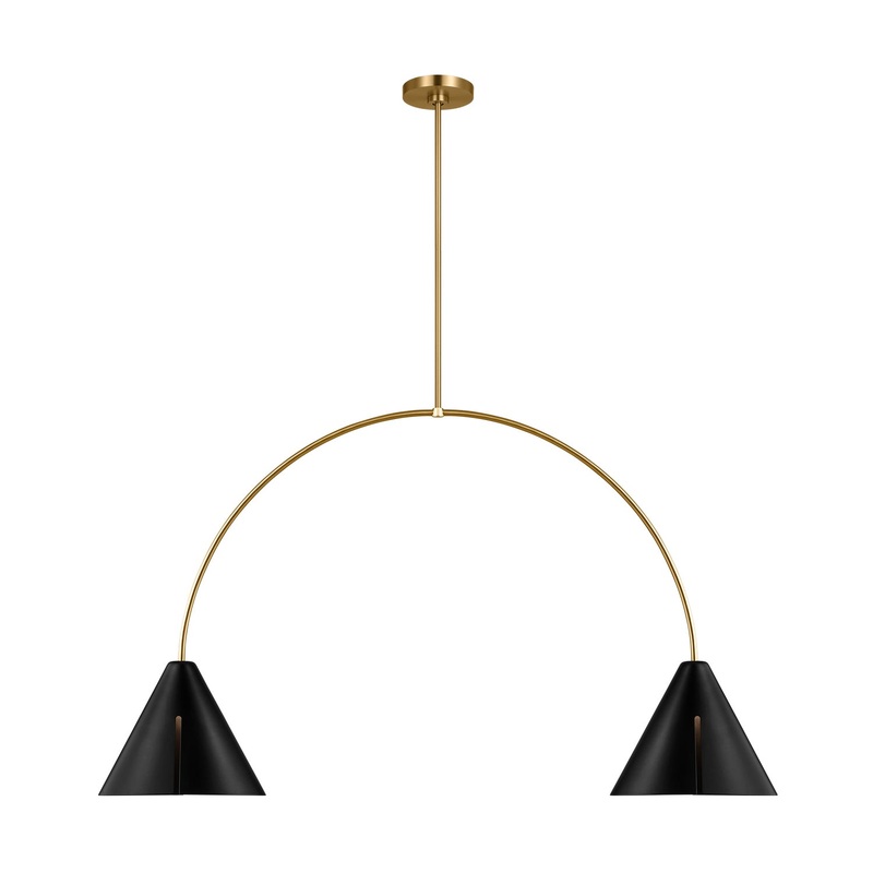 Visual Comfort Studio KC1102MBKBBS-L1 Cambre LED Linear Chandelier, Midnight Black and Burnished Brass