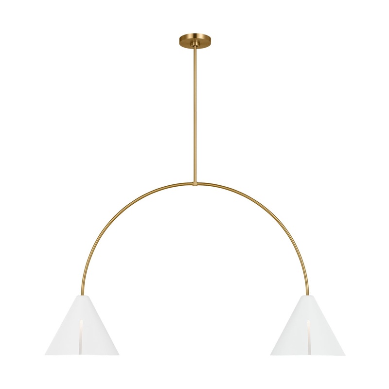 Visual Comfort Studio KC1102MWTBBS-L1 Cambre LED Linear Chandelier, Matte White and Burnished Brass