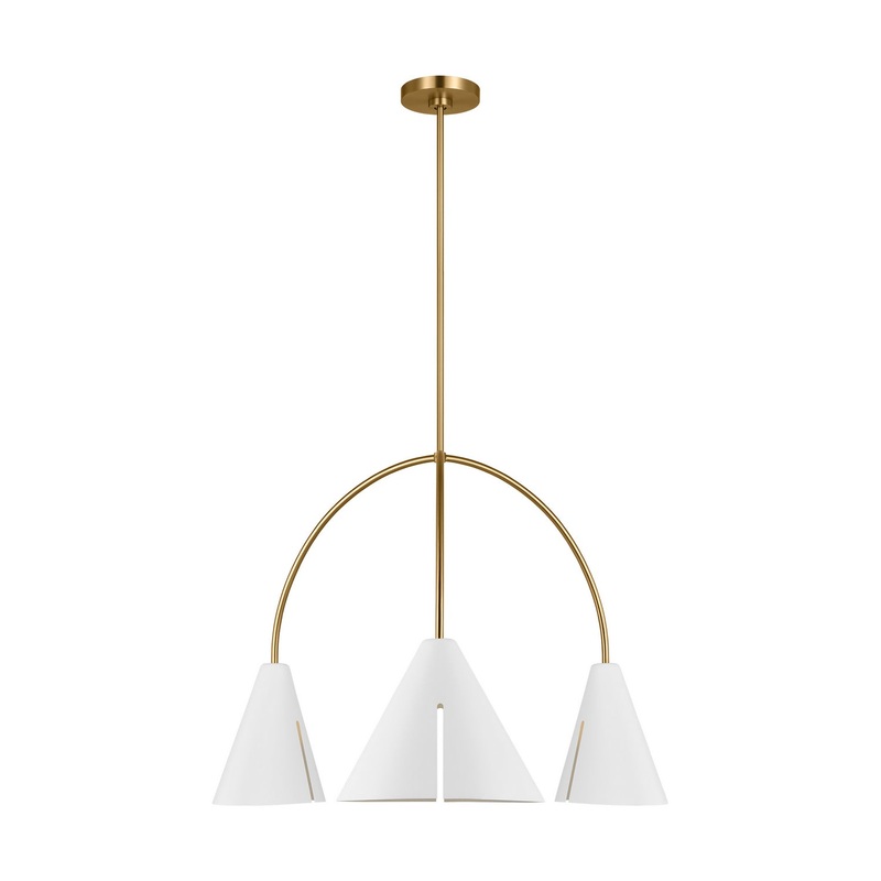Visual Comfort Studio KC1113MWTBBS-L1 Cambre LED Chandelier, Matte White and Burnished Brass (Discontinued)