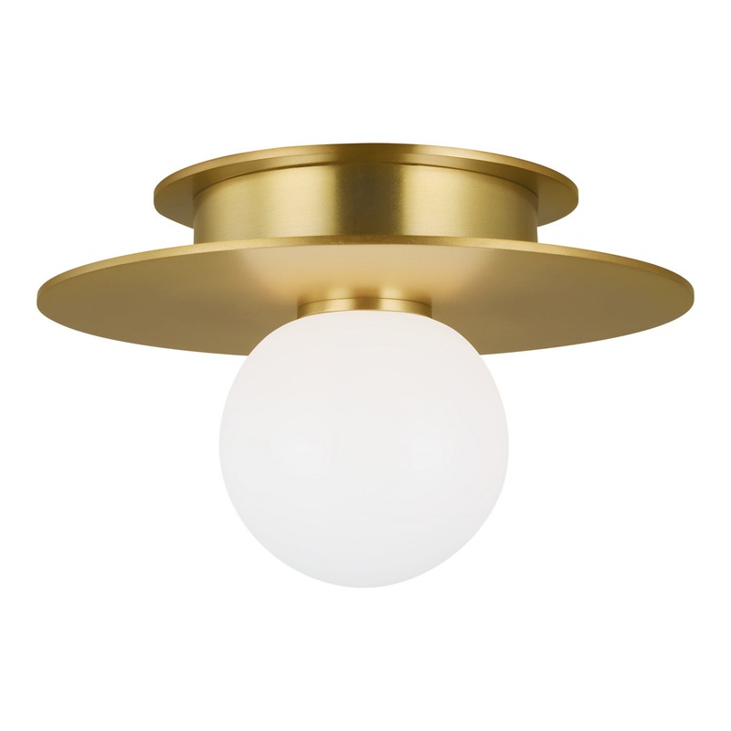 Visual Comfort Studio KF1001BBS Nodes One Light Flush Mount, Burnished Brass