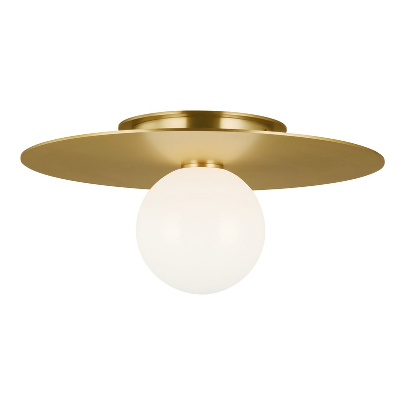 Visual Comfort Studio KF1011BBS Nodes One Light Flush Mount, Burnished Brass