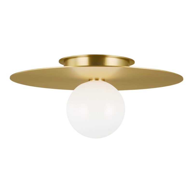 Visual Comfort Studio KF1021BBS Nodes One Light Flush Mount, Burnished Brass