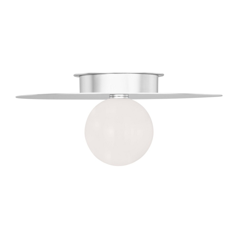 Visual Comfort Studio KF1021PN Nodes One Light Flush Mount, Polished Nickel