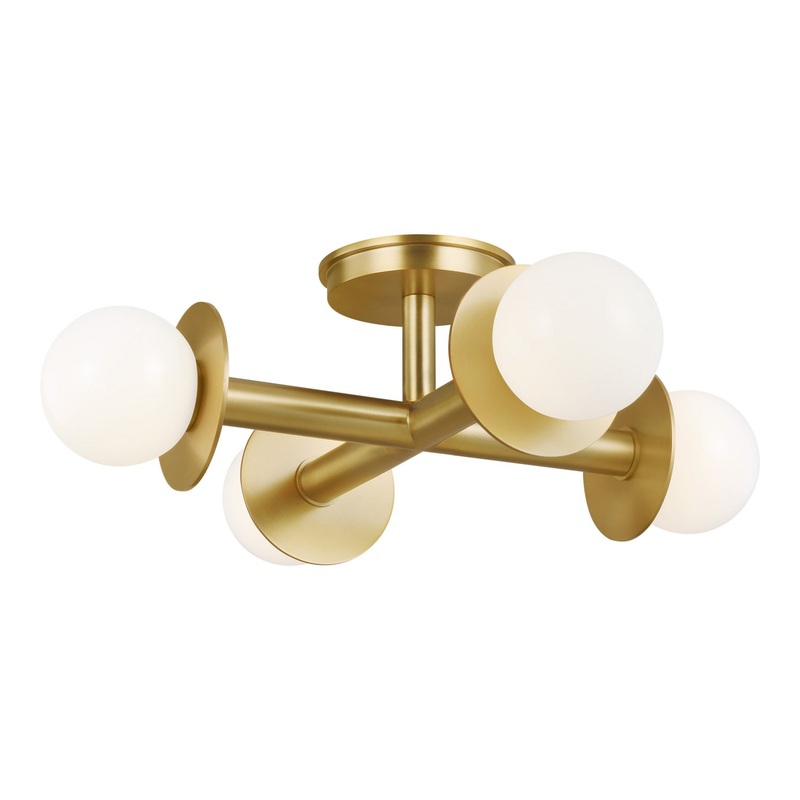 Visual Comfort Studio KF1034BBS Nodes Four Light Flush Mount, Burnished Brass