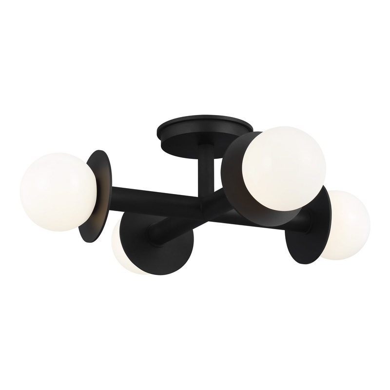 Visual Comfort Studio KF1034MBK Nodes Four Light Flush Mount, Midnight Black