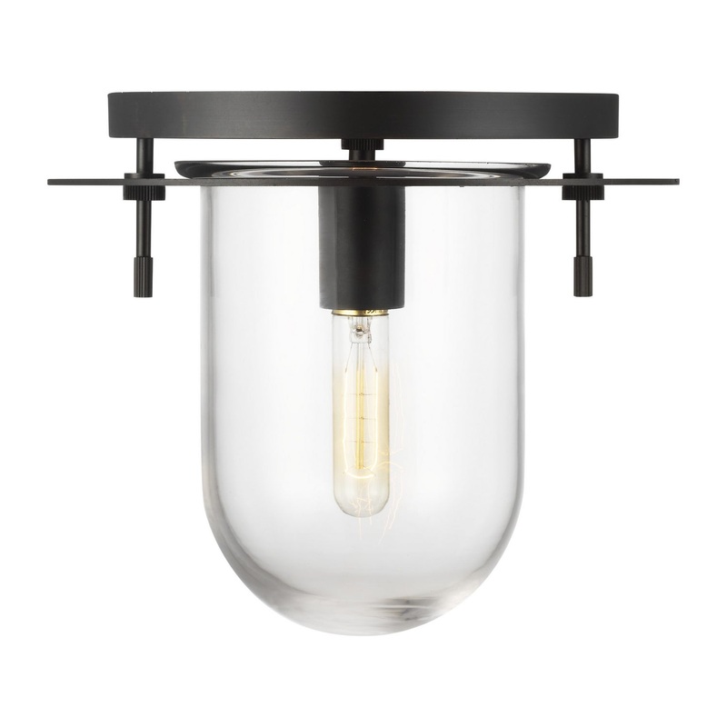 Visual Comfort Studio KF1051AI Nuance One Light Flush Mount, Aged Iron