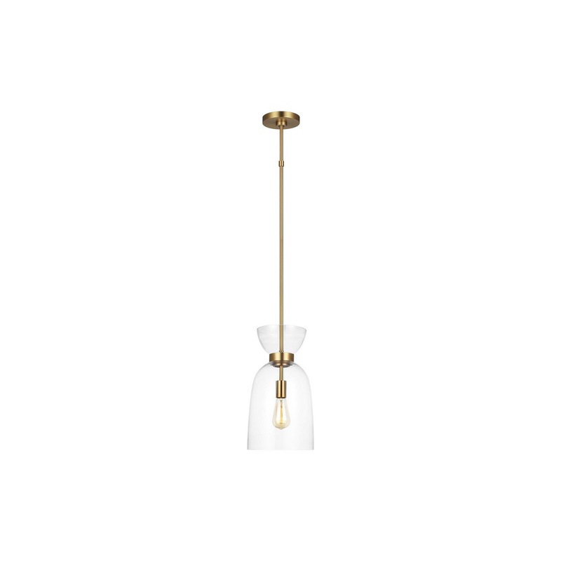 Visual Comfort Studio KSP1031BBSCG Londyn One Light Pendant, Burnished Brass with Clear Glass