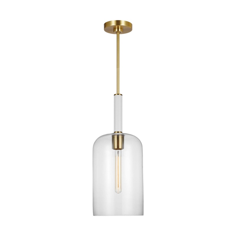 Visual Comfort Studio KSP1051BBSGW Monroe One Light Pendant, Burnished Brass