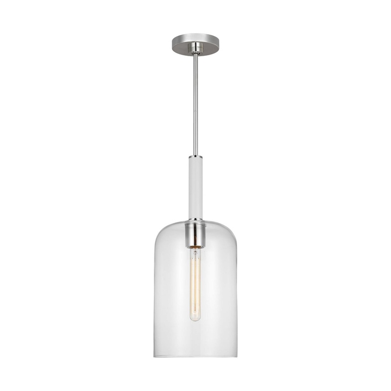 Visual Comfort Studio KSP1051PNGW Monroe One Light Pendant, Polished Nickel