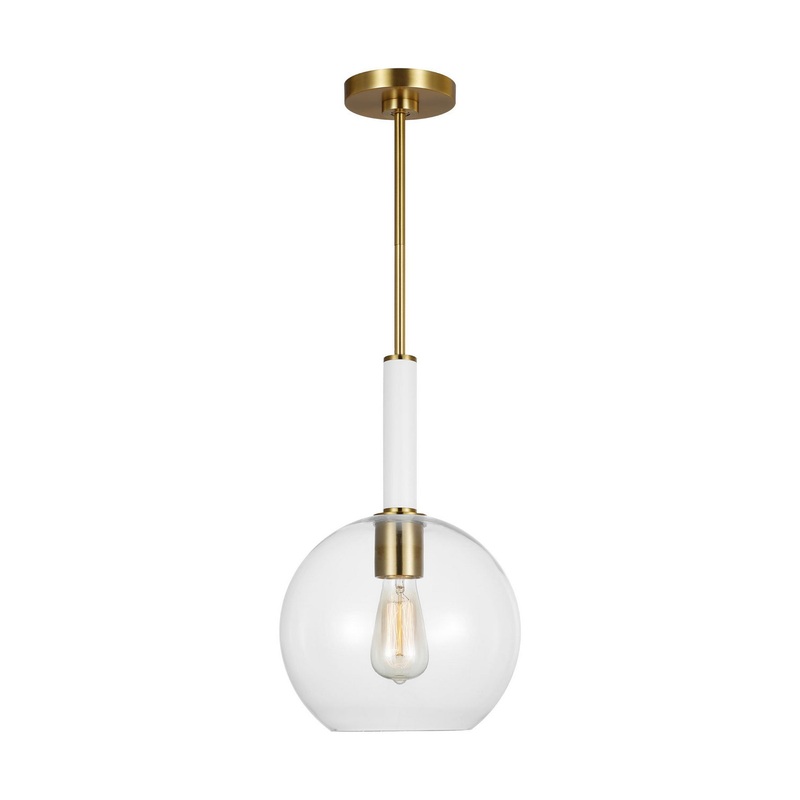 Visual Comfort Studio KSP1061BBSGW Monroe One Light Pendant, Burnished Brass