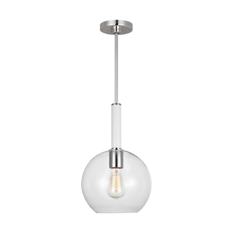 Visual Comfort Studio KSP1061PNGW Monroe One Light Pendant, Polished Nickel