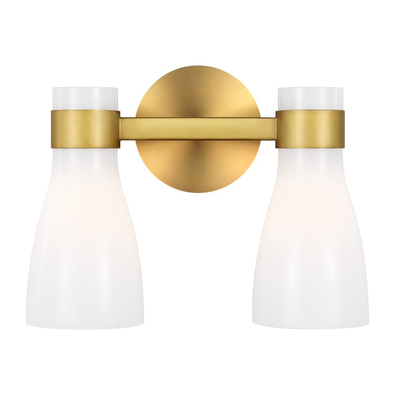 Visual Comfort Studio AEV1002BBSMG Moritz Two Light Vanity, Burnished Brass with Milk White Glass (Discontinued)