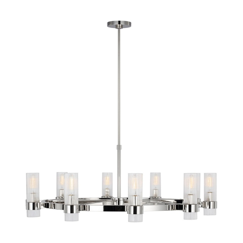Visual Comfort Studio CC16810PN Geneva Eight Light Chandelier, Polished Nickel