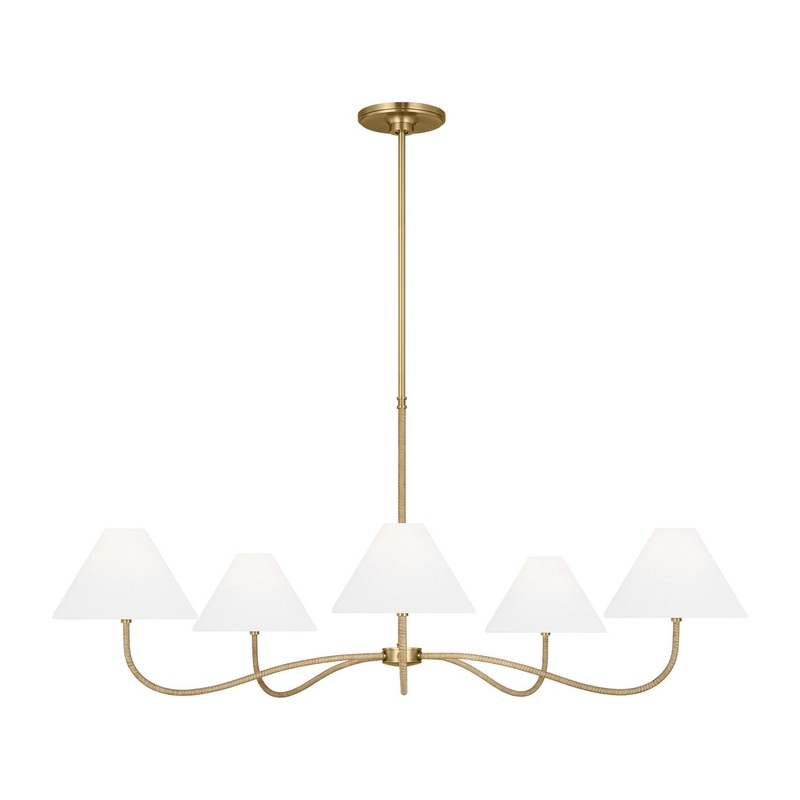 Visual Comfort Studio CC1695BBS Laguna Five Light Chandelier, Burnished Brass