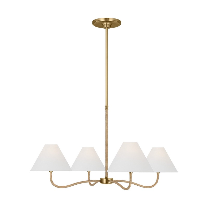 Visual Comfort Studio CC1704BBS Laguna Four Light Chandelier, Burnished Brass