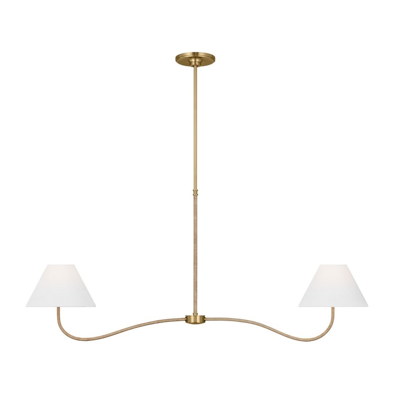 Visual Comfort Studio CC1712BBS Laguna Two Light Linear Chandelier, Burnished Brass