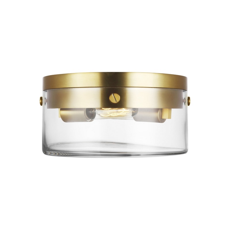Visual Comfort Studio CF1002BBS Garrett Two Light Flush Mount, Burnished Brass