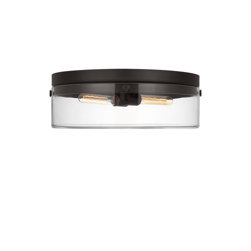 Visual Comfort Studio CF1032AI Garrett Two Light Flush Mount, Aged Iron