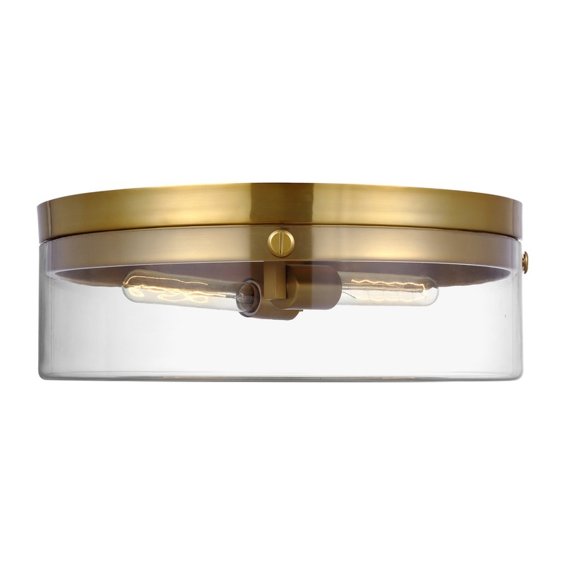 Visual Comfort Studio CF1032BBS Garrett Two Light Flush Mount, Burnished Brass