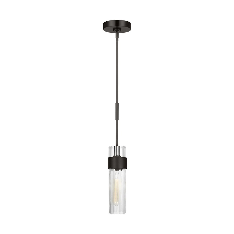 Visual Comfort Studio CP1161AI Geneva One Light Pendant, Aged Iron